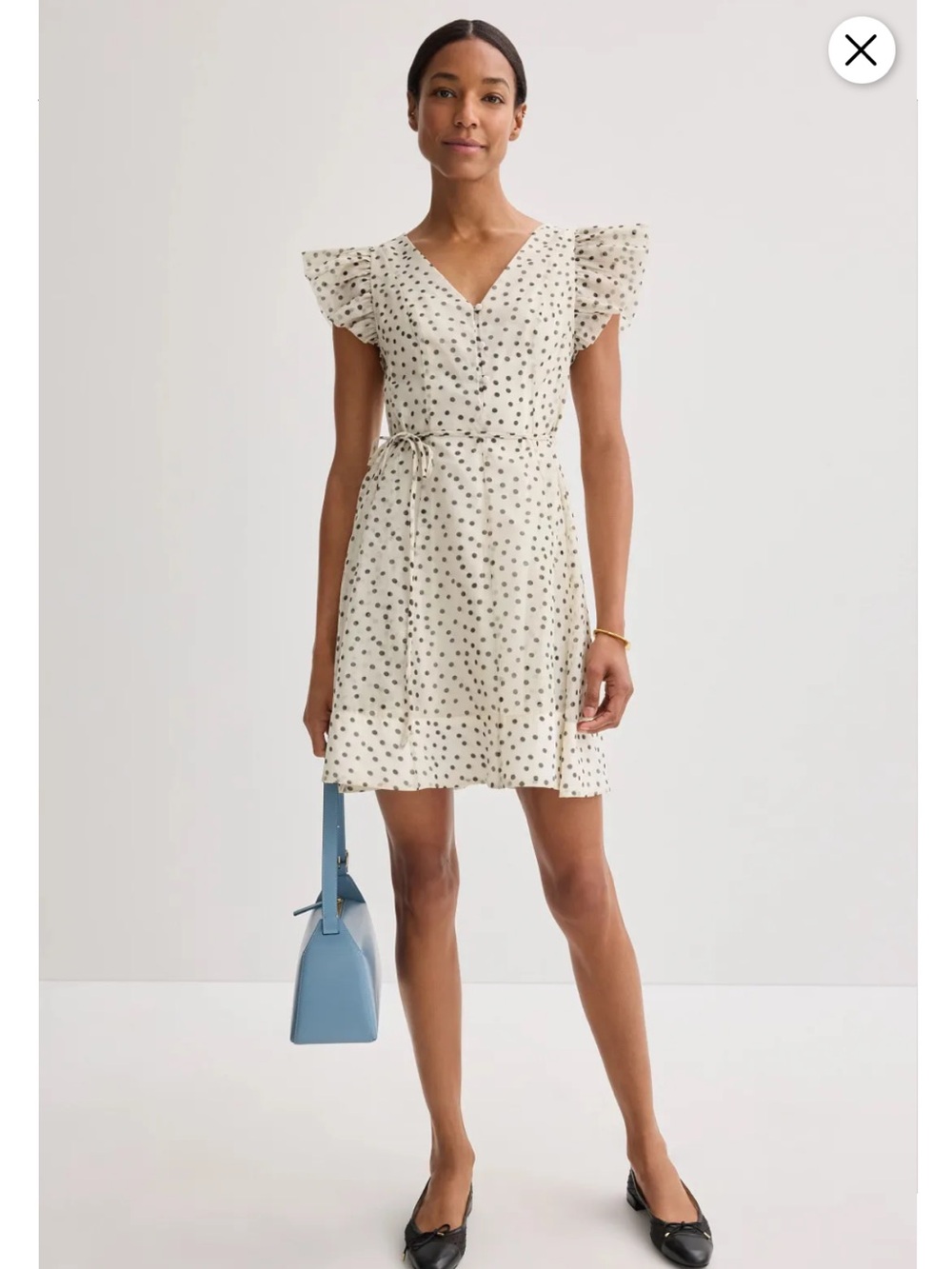 Cece Tie Waist Flutter Sleeve Dress, Size: L